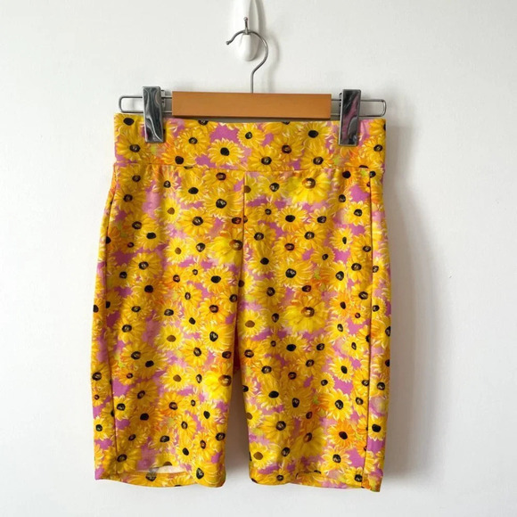 Zara 2 Piece SET One Shoulder Crop Top Biker Shorts Sunflower Yellow Size Medium - Picture 5 of 8